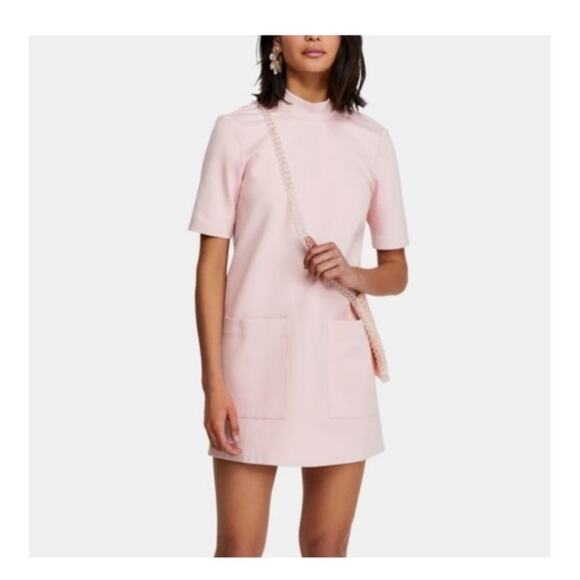 Free People West Hill Mini Dress – Size Medium – Nectar‎ Pink with Leopard Tie - Picture 1 of 11